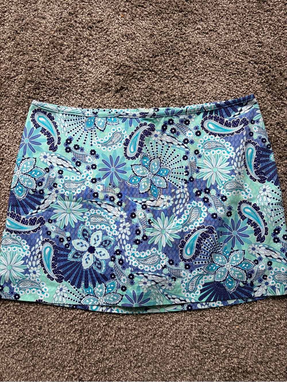 A. Byer Blue Paisley Floral Mini Skirt